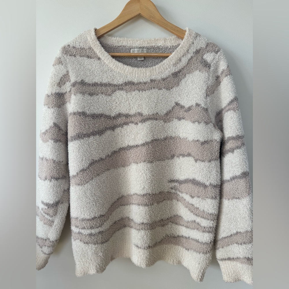 Barefoot Dreams CozyChic Zebra Stripe Plush Sweater Size L